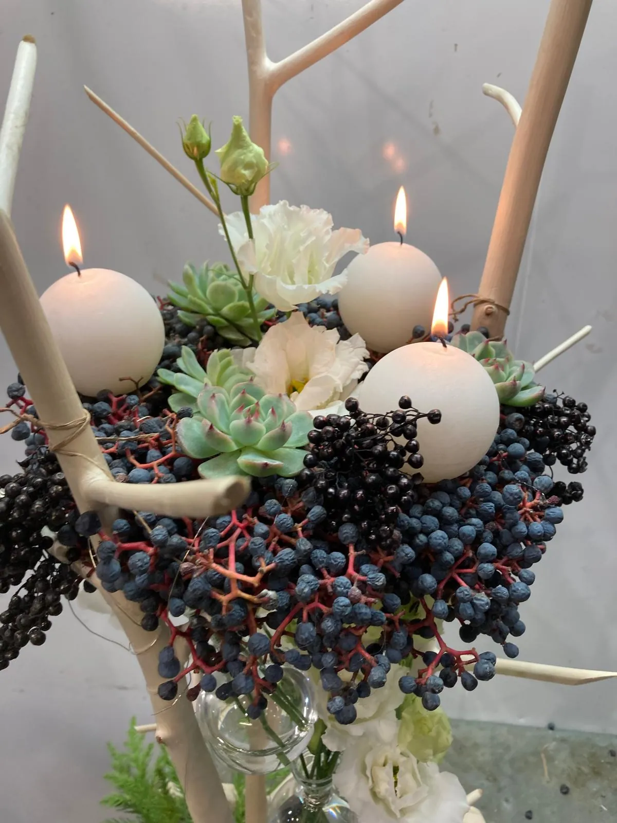 Atelier floral — centre de table arbre blanc (3)