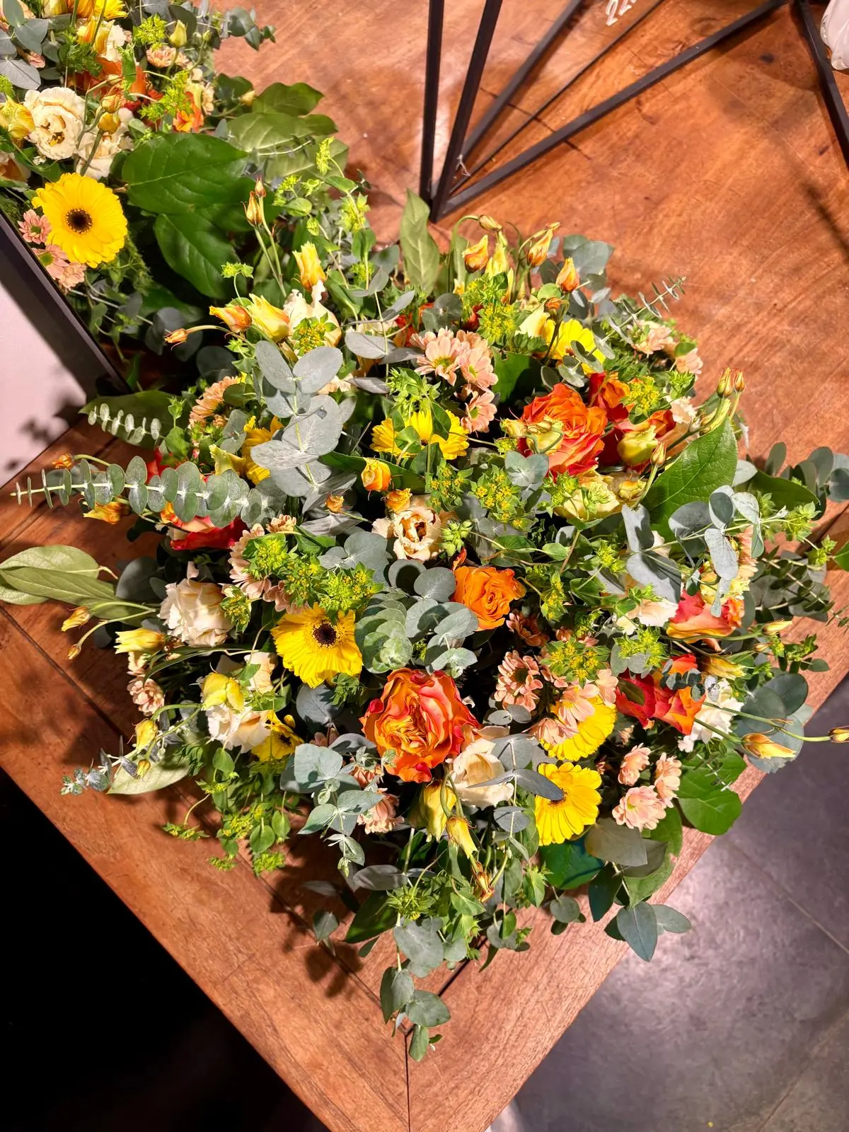 Coussin funéraire gerberas et renoncules